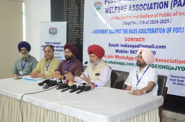 पब्लिक अगेंस्ट एडल्ट्रेशन वेलफेयर एसोसिएशन मिलावट के खिलाफ लोगों को करेगी जागरूक